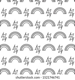 pattern of rainbow with thunderbolts vector illustration design