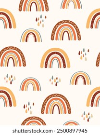 Pattern with rainbows. Vector illustration.