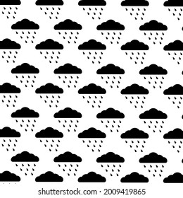 Pattern rainy cloud color black. Cloud tile. Rain clouds