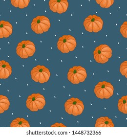 Pattern with rainy weather and pumpkin. Halloween. Seamless pattern. Holiday illustration with hand drawn pumpkin.
