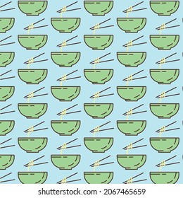 Pattern of ramen soup in a plate. Can be used as a background. Asian cuisine concept.
