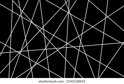 Pattern of random abstract geometric lines. Chaotic background. Black and white art with modern linear texture. Vector. Messy contemporary diagonal and straight gradations.Irregular lineal chaos.