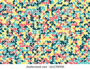 pattern with random colored quarter circles Generative Art background illustration