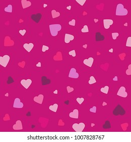 Pattern of random vector hearts. Design element for banner, greeting card, postcard, wedding invitation, Valentines day