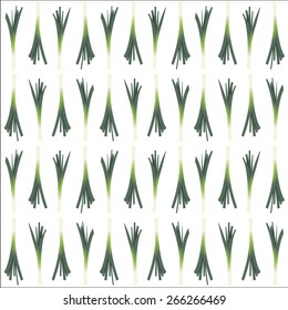 Pattern of the randomly organized leeks on the white background.