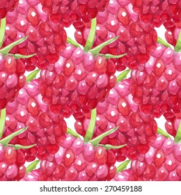 Pattern of raspberry painted watercolor. Fruit pattern for menu and desserts, restaurants and cafes.