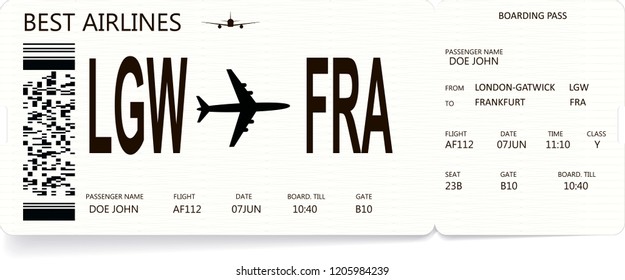 Pattern of realistic boarding pass. Journey concept. Airline ticket for travel by plane