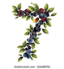 The pattern of realistic fruit in the form of the digit seven for your decor.
