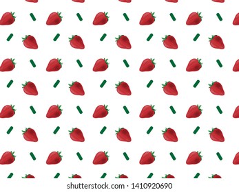 Pattern with realistic juicy red strawberries.