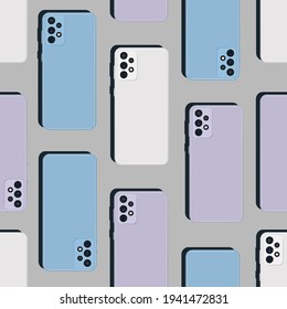 Pattern of realistic smartphone with back illustration. vector.