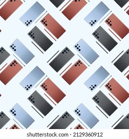 Pattern of realistic smartphones with back illustration. vector.