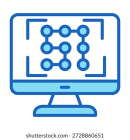 Ícone de reconhecimento de padrões Ilustração de vetor de estilo de cor azul