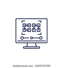 pattern recognition line icon with a computer