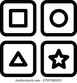 Pattern Recognition and Shape Classification Icon with Geometric Figures Concept