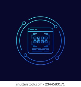 icono de software de reconocimiento de patrones, diseño lineal