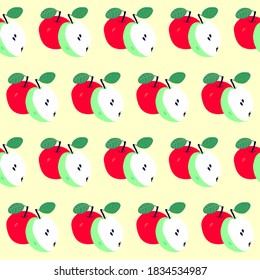 Pattern red apple with half isolated