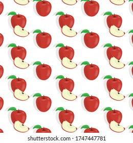 Pattern with red apples isolated on a white background.