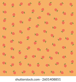 a pattern of red apples on a yellow background