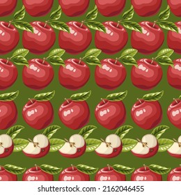 A pattern of red apples. Vector graphics on.