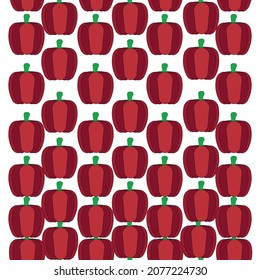 pattern of red bell peppers on white background