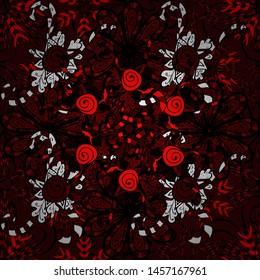 Pattern. Red, black and brown on colors. Vector. Tender fabric pattern. Seamless Abstract Retro Background Design.