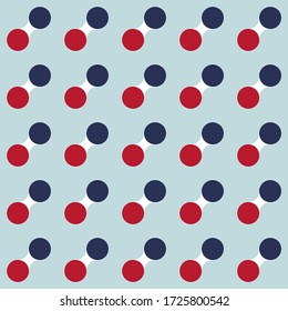 Pattern from red and blue circles on light seamless textile background.