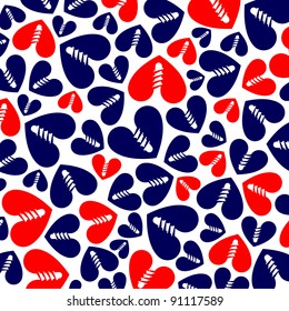 pattern of red and blue hearts on white