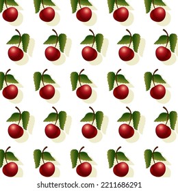 Pattern with red cherries.Vector seamless pattern with cherries on a transparent background.