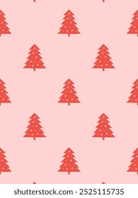 pattern with red Christmas trees 