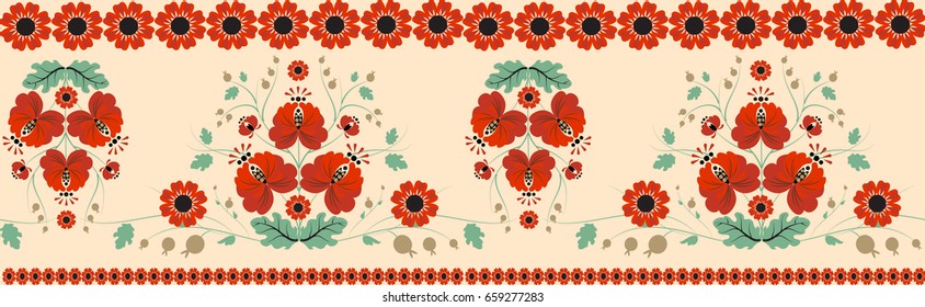 Pattern with red flowers