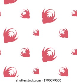 Pattern - red flowers abstract - white background - vector.