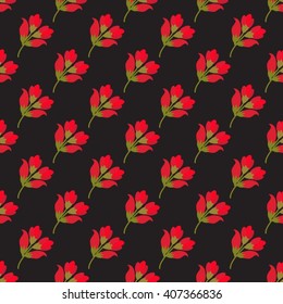Pattern red flowers, red and black