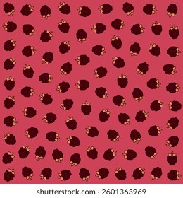 a pattern of red flowers on a pink background
