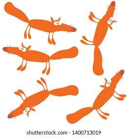 pattern with red foxes with eyes