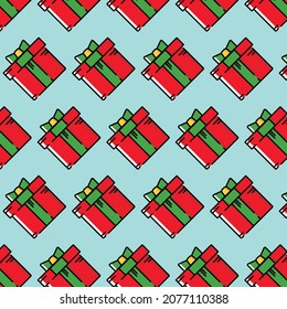 Patrón con cajas de regalo rojas y cinta verde. Concepto de regalo. Se puede utilizar como fondo.