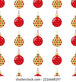 pattern of red and gold Christmas colored balloons with ribbon for festive packaging