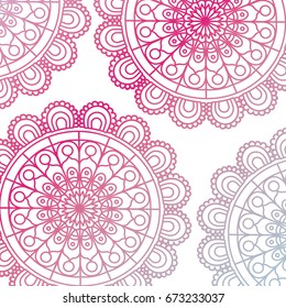 pattern red gradient brilliant flower mandala vintage decorative ornament vector illustration
