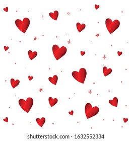  Pattern of red gradient hearts. Vector illustration for Valentines day, birthday,  cover design. Pattern for textile, datebooks,  bags, mugs. 