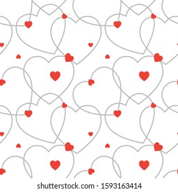 Pattern of red and gray hearts. Seamless pattern. Valentine's day