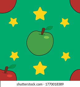 pattern of red and green apples with some stars