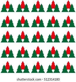 pattern red and green Christmas tree on white background