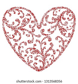 Pattern with red heart on white background