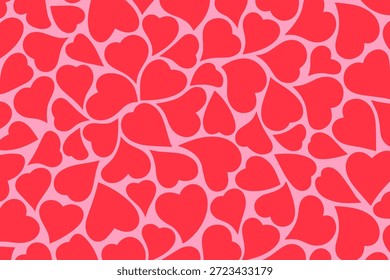 padrão de formas de coração vermelho em um fundo rosa claro, perfeito para o Dia dos Namorados e design romântico.