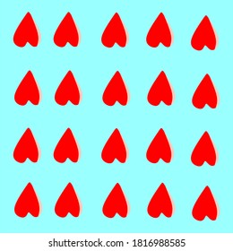  patrón de corazones rojos fondo azul. Concepto de amor. Diseño para embalaje y fondos.