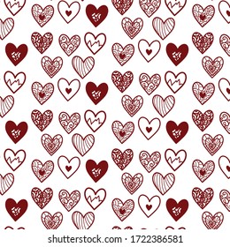 pattern of red hearts for gifts and cards
