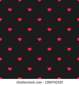 Pattern with red hearts on black background