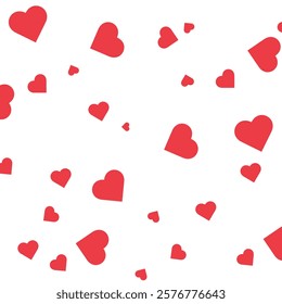 Pattern with red hearts on a transparent background. Factory textile.Background for banner and packaging. Valentine's Day.