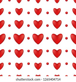 Pattern of red hearts on a white background