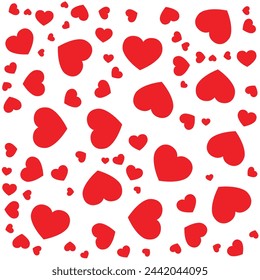 pattern of red hearts on white background