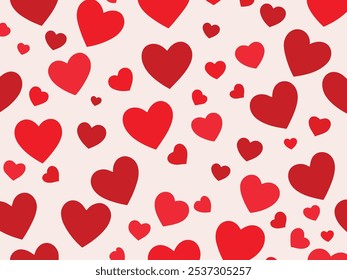A pattern of red hearts on a white background. The hearts are arranged in a way that they are not overlapping each other